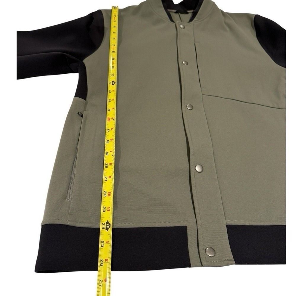 Lululemon Sojourn‎ Bomber Jacket Men's Large Grey Sage Black Warpstreme - Picture 4 of 12